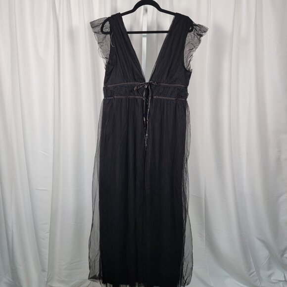 Lulus I'm All Yours Black Tulle Ruffle Maxi Dress Empire Waist Gown Plus Size 1X - Picture 1 of 6